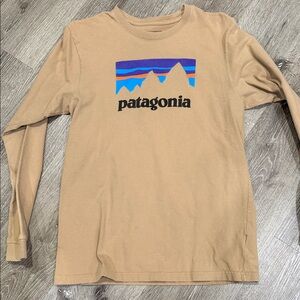 Patagonia Tan Long Sleeve with Vibrant Logo
